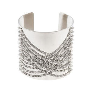 Silver Cross Chain Cuff
